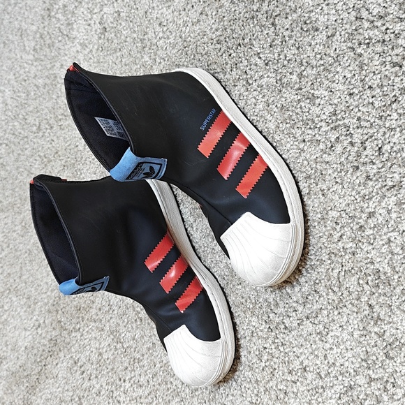 Adidas Original Superstar 360 Rain Boots Boys Size 2 Black/Bright Red Focus Blue - Picture 1 of 7